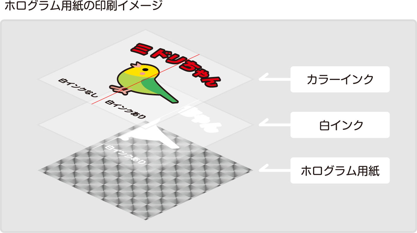ホログラム用紙の印刷イメージ